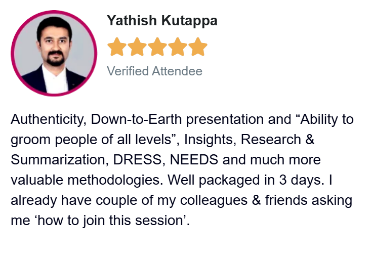 Testimonial from Yathish Kutappa